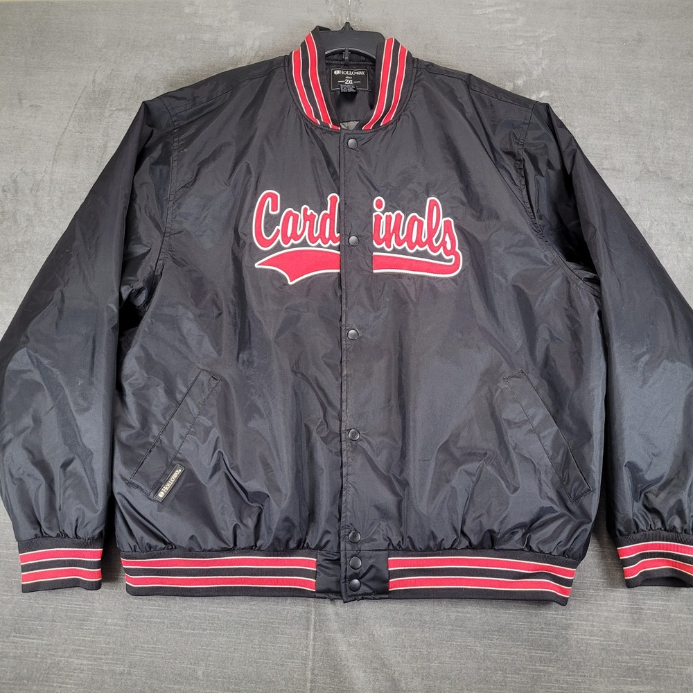 Holloway St. Louis Cardinals‎ Bomber Jacket Mens 2XL Red White Black Snap Front